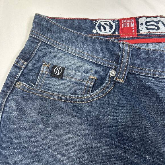 Switch Remarkable Slim Straight Fit Moto Denim Jeans 38 X 34 Big & Tall - Picture 13 of 15